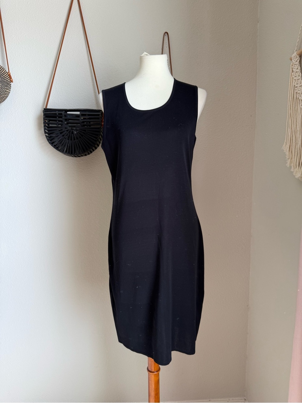 Misook Black Sleeveless Dress, Size PM